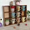Zakka Grocery Rejilla de Madera Estante de Almacenamiento de Escritorio Caja de Almacenamiento Estante para Tazas Caja de Almacenamiento Vintage Colgante de Pared Simple