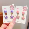 Estilo océano cola de sirena concha estrella de mar aretes para niños sin perforación orejas niñas colgante de perla a prueba de dolor lindos aretes