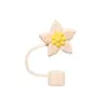 Tapa de Silicona de Grado Alimenticio para Popote Transfronteriza con Diseño de Estrella de Cinco Puntas y Flor, Adecuada para Popotes Stanley, Juego de Tapas de Enchufe a Prueba de Fugas 10mm