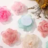 Niña dulce organza borde quemado color sólido malla hilo flor diy hecho a mano todo partido pasador accesorios para el cabello accesorios para la ropa venta al por mayor