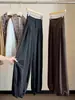 Calça Lanterna Plissada Solta em Cetim de Acetato de Alta Qualidade para Mulheres Outono Novo Design com Senso Preguiçoso Estiloso Versátil Casual