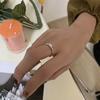 Anel de Commuter Estilo Francês com Strass de Formato Irregular para Mulheres, Estilo Nicho Coreano, Anel Elegante, Anel Aberto Europeu e Americano para Dedo Indicador
