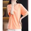 Algodão mercerizado com sensação de gelo, manga curta, verão, fino, cor sólida, básico, solto, plus size, modelador, gola redonda, top base para mulheres