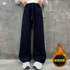 Pantalones de Pana Acanalada de Pierna Ancha Casuales de Invierno para Niñas de Edad Media y Mayores Pantalones Escolares Uniforme Estudiante Pantalones Rectos Cálidos para Exteriores