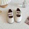 Sapatos Mary Jane Macios para Meninas 2025 Primavera e Outono Novos Sapatos Baixos com Saia e Gorro Estilo Suave Sapatos Pequenos de Couro