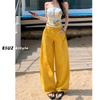 Pantalones de hoz de herramientas Primavera y Verano Americano 2025 Jeans cimitarra bordados para mujer Retro Amarillo Sentido del diseño Sueltos