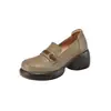 Colección Otoño 2026: Nuevos Mocasines Casuales Retro con Suelas Gruesas y Tacones Gruesos, Zapatos de Cuero para Mujer Estilo Británico