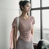 Top Fitness Feminino Gola V Corrida Treino Secagem Rápida Justo Costas Bonitas Lazer Esportes Camiseta de Manga Curta Slim Fit Roupas de Yoga
