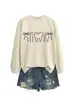 Amazon Ebay Estación Independiente Divertida Casual Versátil Sudadera de Manga Larga con Cuello Redondo y Dientes de Arco para Mujer Camiseta Base