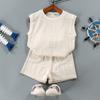 Novo Conjunto de Colete de Verão para Crianças Roupa de Verão de Celebridade da Internet para Meninos Sem Mangas Versão Solta Média e Grande Estilo Infantil Roupas Infantis