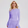 Tops Esportivos Transfronteiriços para Mulheres, Novas Roupas de Yoga, Peça Externa de Manga Longa Justa com Gola Redonda, Camiseta de Corrida, Roupas de Pilates e Fitness