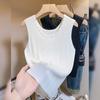 Sling de Seda de Hielo con Chaleco Base Tejido para Mujer 2025 Nuevo Verano Ropa Exterior Camiseta talla grande Top sin Mangas para Mujer