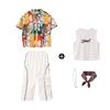 Ropa de moda para niños de hip-hop, traje de camisa con flores para niños y niñas, ropa holgada de rendimiento de hip-hop para niños