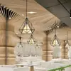 Araña moderna minimalista nórdica para restaurante, iluminación comercial creativa de tres cabezales para tiendas, iluminación artística de hierro forjado con diseño de diamante para barra de bar