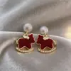 Novos Brincos de Pônei com Pérolas Incrustadas de Diamante Estilo Chinês Retro, Brincos Estilosos e Versáteis com um Toque de Luxo Leve e de Alta Qualidade