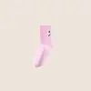 Meias Dopamina Sorridente de Primavera e Verão para Crianças Ins Tendência Clássico Estilo Acadêmico Cor Sólida Esporte Listra Vertical Absorvente de Suor Respirável