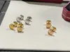 Brincos de Argola Tripla Click-Clack para Unhas Femininas Agulha de Prata 925 Banhada a Ouro Rosa 18K Brincos CNC Fu Lu Shou Elegantes de Alta Qualidade Cabeça de Touro