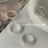 Anillo Geométrico Ovalado de Plata de Ley S925 Sin Piedras para Mujer Ins Diseño de Nicho de Alta Gama Anillo para Dedo Índice Abierto con Perlas