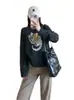 Suéter Tejido de Punto Redondo con Jacquard de Gato Perezoso y de Moda Mezcla de Lana de Oveja Top para Mujer Otoño e Invierno 2025 G120706
