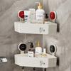 Estante de almacenamiento para baño con ventosa, mueble para lavabo, cosméticos, sin perforaciones, para colgar en la pared, caja de almacenamiento para colgar en la encimera