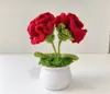 Planta de Tulipán Pequeña en Maceta Simulada de Hilo de Ganchillo Hecha a Mano Adorno de Escritorio Coche Oficina Regalo del Día de la Madre