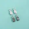 Pingente de Tag de Segurança de Maçã em Prata Esterlina S925 Pulseira de Corda Artesanal DIY Pulseira de Cristal Acessórios de Pingente para Pulseira