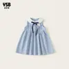 Vestido de muñeca para niños Yingsibao, vestido de verano para niñas, vestido de cuadros fino, vestido sin mangas de línea A, vestido para niños