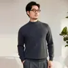 Suéter de Cachemira 100% Cachemira Pura de Cabra Otoño/Invierno Nuevo para Hombre Casual de Color Sólido Cuello Alto Medio Jersey de Punto Cálido