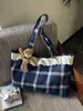2026 nuevo lindo bolso de hombro de lana a cuadros con ribete de encaje para chica, bolso tote