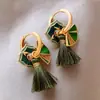Nuevos Pendientes de Borla con Forma de Gota de Aceite Esmaltada Estilo Chino Pendientes con Diseño de Flor Retro de Nicho Pendientes Elegantes Pendientes Elegantes