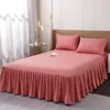Colcha de Color Sólido Sencilla con Faldón de Cama, Cubrecama de una Pieza, Cubierta para Borde de Faldón de Cama, A Prueba de Polvo, Estilo Delgado, Universal para Todas las Estaciones, Cubierta Protectora
