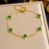 Accesorios Cuadrados Geométricos Versátiles de Moda Nicho Estilo Coreano con Pedrería, Cadena con Colgante en Forma de Corazón, Pulsera de Joyería de Acero Inoxidable