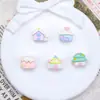 Mini Casa Castillo Engrosada Accesorios de Resina Casa Pequeña de Dibujos Animados Pegamento de Crema Decoración para Pasador Llavero Materiales
