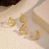 Pendientes de Acero de Titanio con Diseño de Nicho Oro Real de 18 Quilates Nuevos Pendientes de Estrella de Cinco Puntas Pendientes de Estrella en Forma de C a la Moda Pendientes