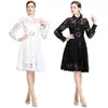 Vestido otoñal nuevo transfronterizo de estilo francés con cuello mao, intrincados detalles de encaje y una silueta ajustada