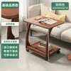 Mesa auxiliar para sofá de madera maciza con ruedas, mini mesa de café móvil para sala de estar, uso en apartamentos pequeños, mesa de té de esquina cuadrada