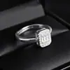 Anillo de Moda Fino para Mujer con Diseño Geométrico Exquisito Tachonado de Diamantes de Lujo Ligero de Alto Valor, Anillo de Regalo para Enamorados R048