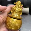 Ornamento de Lingote de Latão Sólido para Atrair Riqueza e Tesouro, Bacia de Tesouro do Deus da Riqueza, Disponível em Vários Tamanhos, Lingotes Dourados e Prateados, Presente para Inauguração de Negócios, Item Artesanal