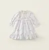 Vestido Floral para Bebê Menina Novo Estilo Coreano Francês Doce Renda Patchwork Floral Manga Longa