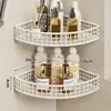 Estante de almacenamiento para baño, estante triangular de pared sin taladro para almacenamiento en la pared del inodoro, lavabo y lavamanos