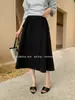 Preço Especial, Sem Devoluções ou TrocasXiu Xixi Elegante Simples Tencel Emagrecedor Plissado Saia Longa 85400