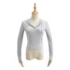 Outono e inverno novo europeu e americano feminino cordão com capuz malhas slim-fit t-shirt c75256