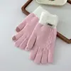 Luvas de Lã Tricotadas Sem Dedos Estilo Coreano Cinco Dedos Inverno Tela Sensível ao Toque Quentes Ciclismo Lã Cor Sólida Luvas com Dedos Atacado