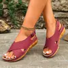 Sandalias de playa Amazon para tallas grandes transfronterizas, nuevo estilo con velcro, sandalias de moda europeas y americanas para exteriores para mujer