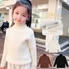 [em estoque Coreia do Sul Meninos e Meninas Camisola Outono e Inverno Malha Base Camisa Pulôver Crianças Engrossado All-match Gola Alta Inverno