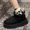 Botas de neve femininas com sola grossa, novo estilo inverno 2026, sapatos de algodão peludos e espessados, botas curtas quentes peludas, estilosas