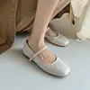 Zapatos Mary Jane planos de estilo francés, nueva moda otoño 2026, zapatos planos sin cordones de punta cuadrada con correa de hebilla para mujer