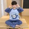 Pijama infantil de algodón peinado para primavera, conjunto de aire acondicionado de dibujos animados para niños, atuendo casual y moderno para niños