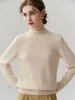 Zhenrong~Jersey de Punto Loro Piana 100% Cachemira para Mujer con Puños, Cuello Semi Alto, Versátil, Holgado, Capa Base