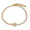 Pulseira de cruz com pedras de diamante mais vendida internacionalmente, feita de aço titânio, resistente ao desbotamento, com um estilo de rua vintage e único, perfeita para casais e versátil para qualquer look
